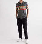 Burberry - Striped Merino Wool Polo Shirt - Gray