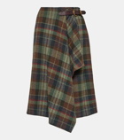 Polo Ralph Lauren Draped checked wool-blend midi skirt