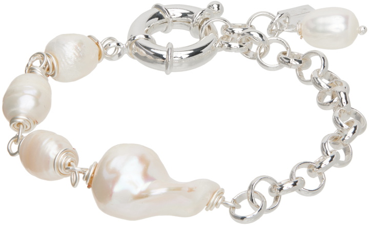 Photo: Pearl Octopuss.y Silver & White Pearl Chain Bracelet