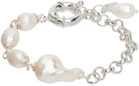 Pearl Octopuss.y Silver & White Pearl Chain Bracelet
