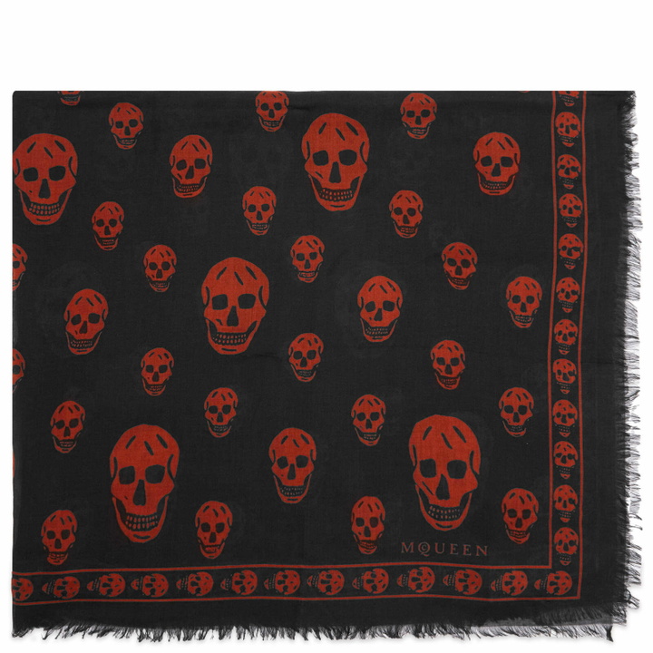 Photo: Alexander McQueen Men's Skull Logo Scarf in Black/Amber 