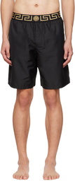 Versace Underwear Black Greca Border Swim Shorts