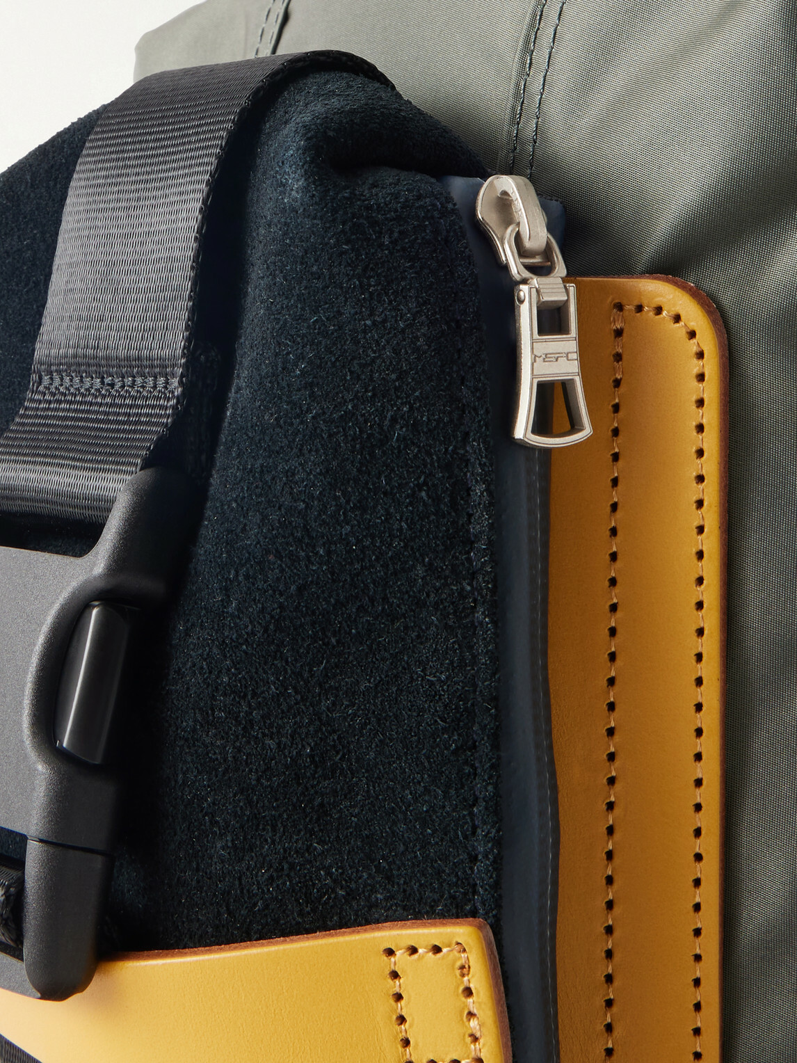 Master-Piece - Sling Suede and Leather-Trimmed Nylon-Twill Messenger Bag