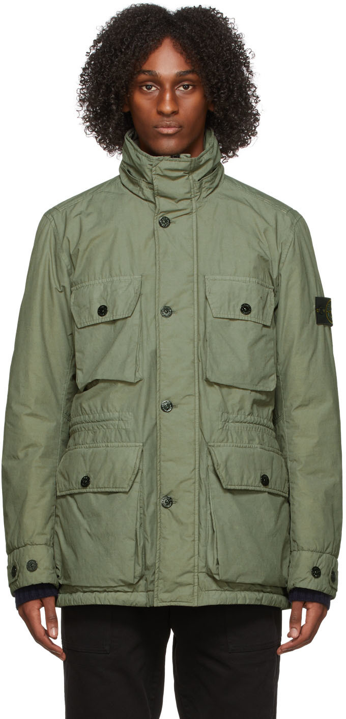 Stone Island Green Naslan Light Watro Coat Stone Island