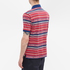 Beams Plus Men's Native Stripe Jacquard Polo Shirt in Pink