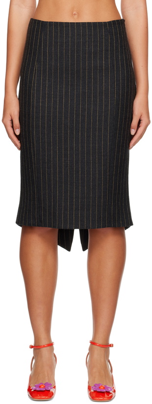 Photo: Moschino Gray Pinstripe Midiskirt