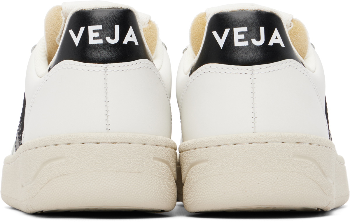 VEJA White & Black V-10 Leather Sneakers