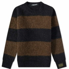 Raf Simons Men's Striped Mohair Crew Knit in Black/Brown