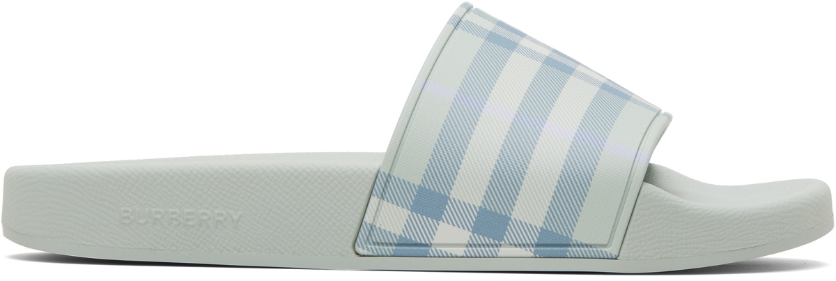 Burberry Green Check Slides