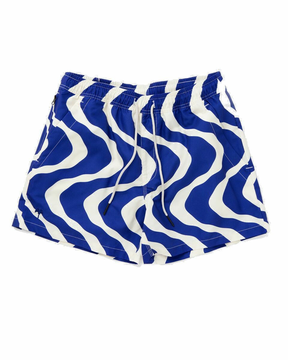 Photo: Oas Blue Rippling Swim Shorts Blue/White - Mens - Swimwear