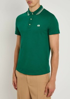 Valentino Garavani Vlogo Piqué Cotton Polo Shirt Green