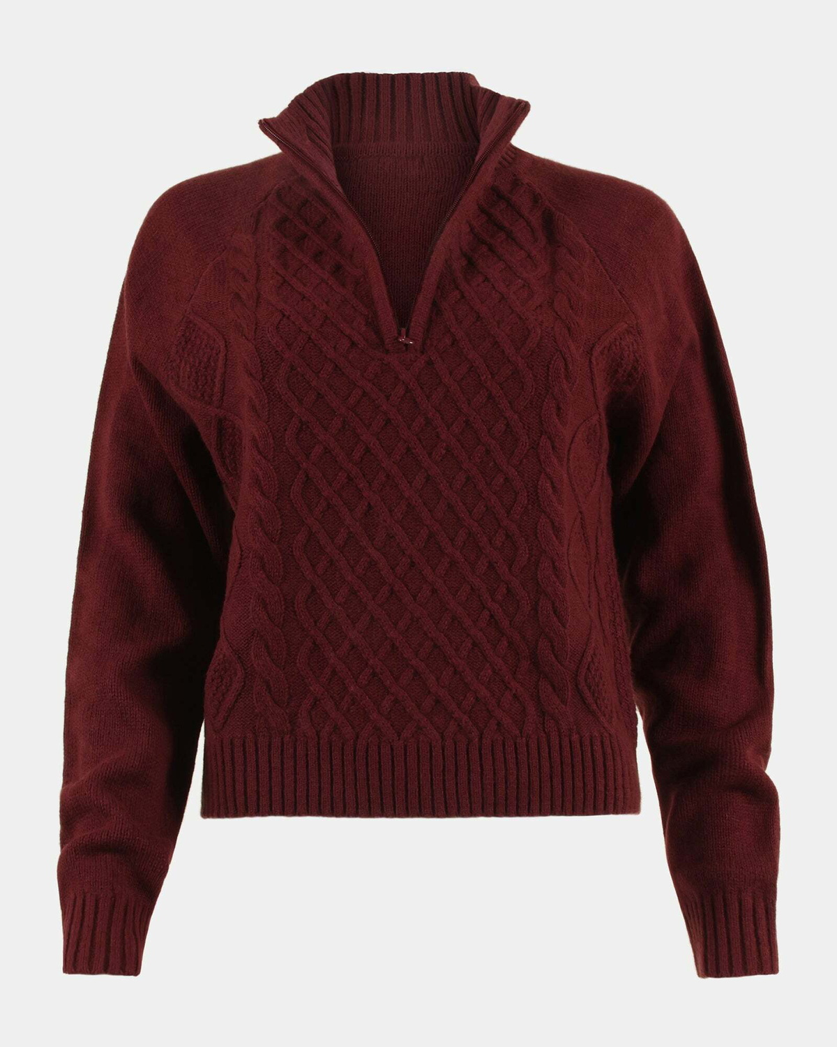 Steve Madden Ally Quarter Zip Sweater in Wine