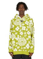 Floral Fleece Hooded Sweatshirt in Green