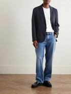 Sunspel - Unstructured Garment-Dyed Cotton and Linen-Blend Twill Blazer - Blue