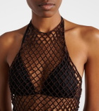 Alaïa Open-knit halterneck cotton top