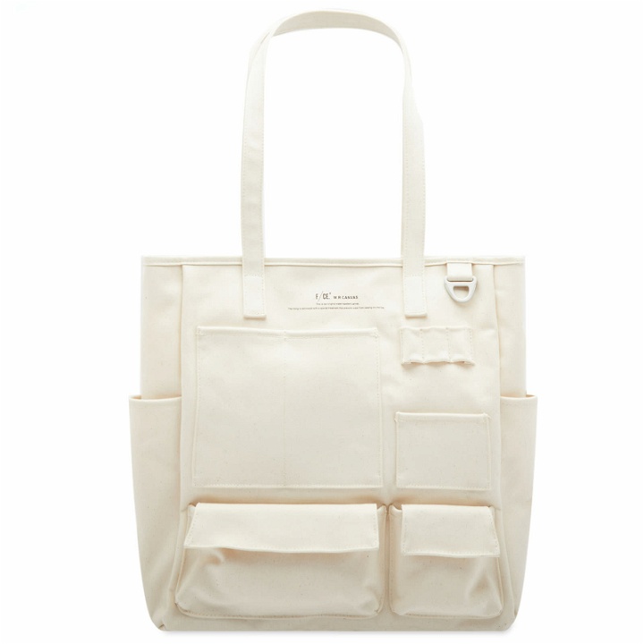 Photo: F/CE. Men's CANVAS POCKET TOTE in Ivory
