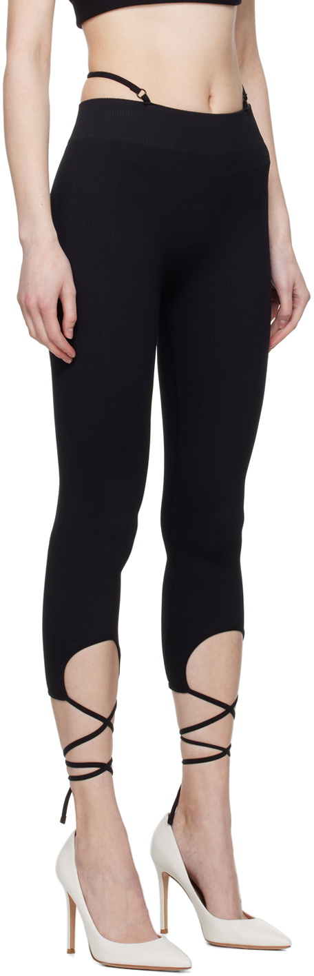 ANDREĀDAMO Black Lace-Up Leggings