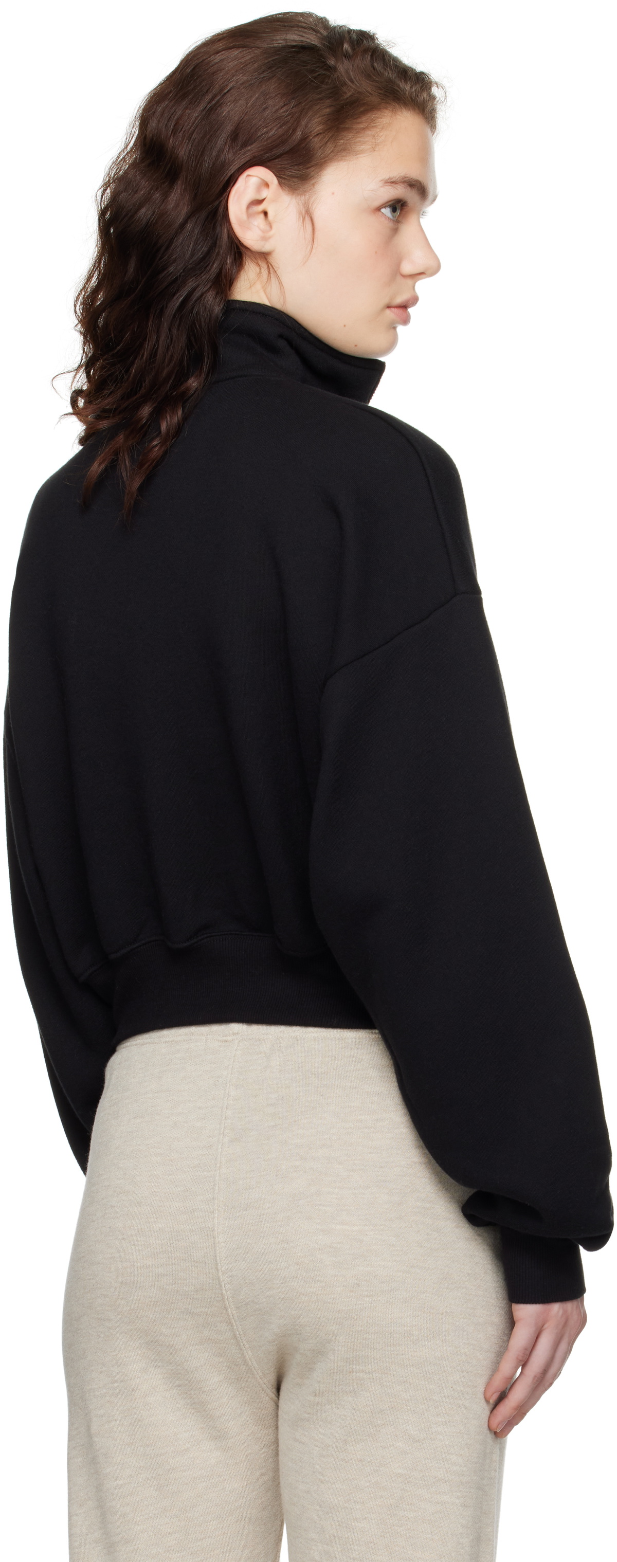ÉTERNE Black Cropped Half-Zip Sweatshirt