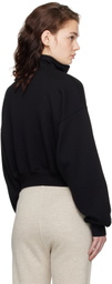 ÉTERNE Black Cropped Half-Zip Sweatshirt
