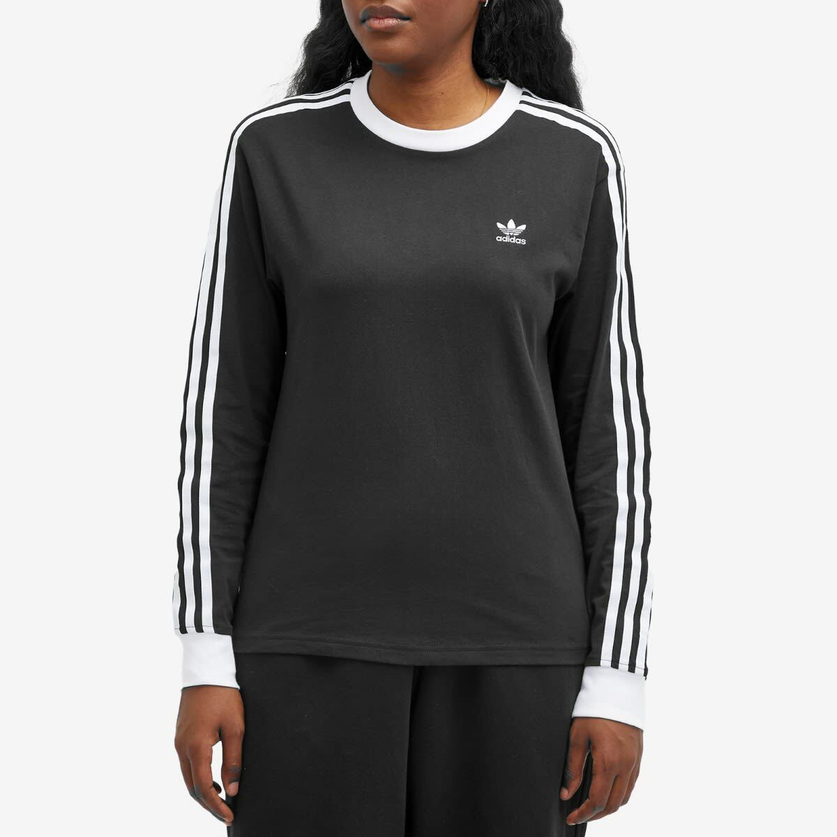 ★ adidas★ 3S Regular Long Sleeve Tee Black JC5774 Adidas Women's 3 Stripe Regular Long Sleeve T-Shirt in Black