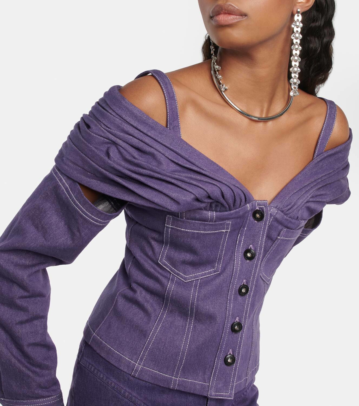 Didu Off-shoulder denim jacket