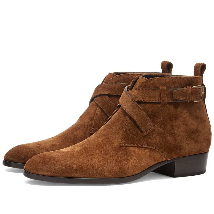 Photo: Saint Laurent Wyatt 30 Otterproof Suede Buckle Boot