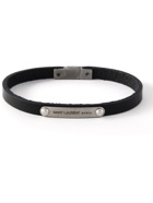 SAINT LAURENT - Leather and Palladium Bracelet - Black