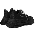 Balenciaga - Triple S Mesh, Nubuck and Leather Sneakers - Black