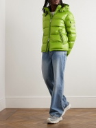 Moncler - Maya Logo-Appliquéd Quilted Glossed-Shell Hooded Down Jacket - Green