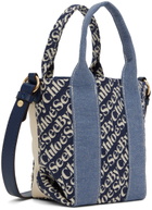 See by Chloé Off-White & Blue Mini Laetizia Denim Bag