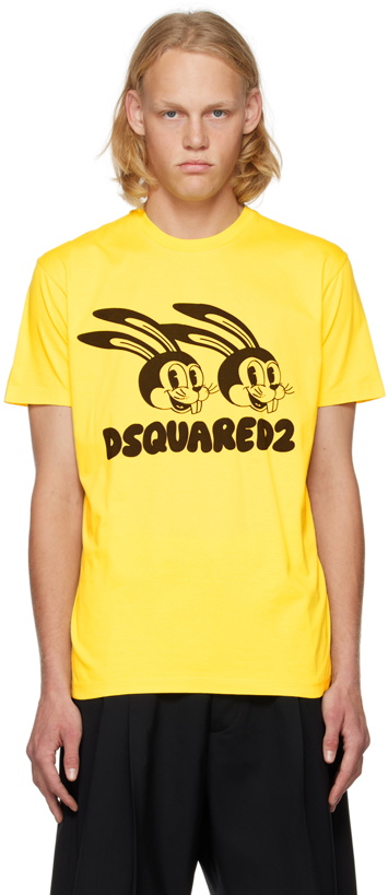 Photo: Dsquared2 Yellow Printed T-Shirt