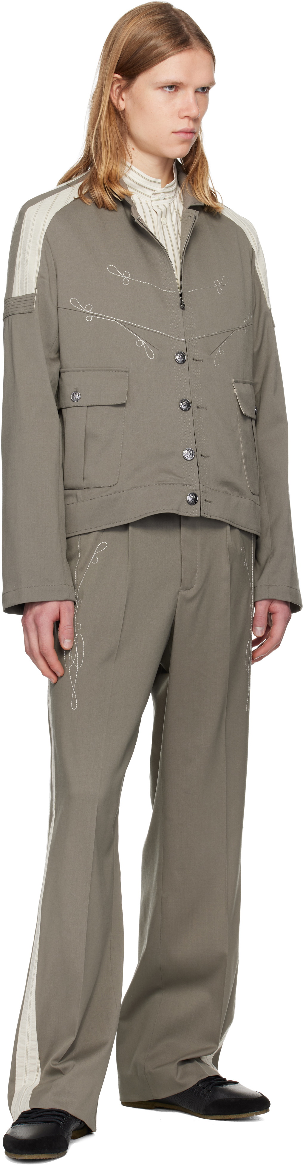 Kiko Kostadinov Gray Fitz Military Blazer