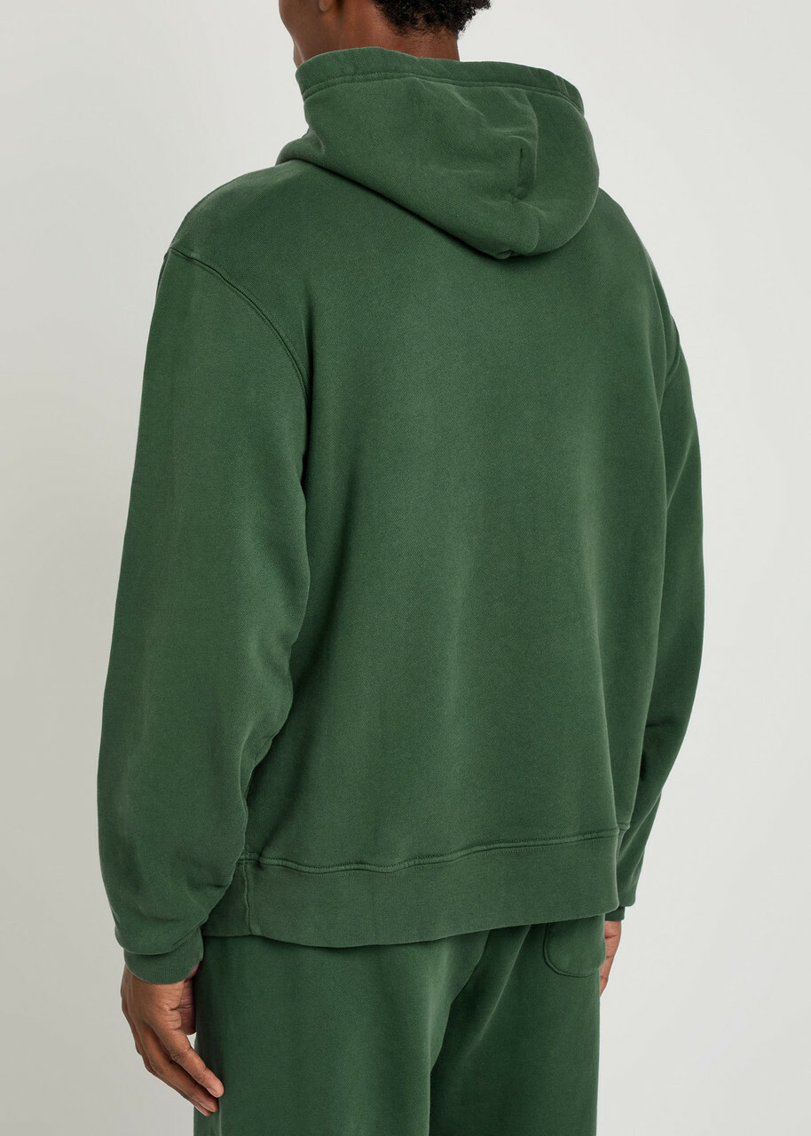 Malbon Fesque Embroidered Cotton Hooded Sweatshirt Green