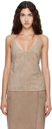 St. Agni Taupe Suede Low Back Tie Top