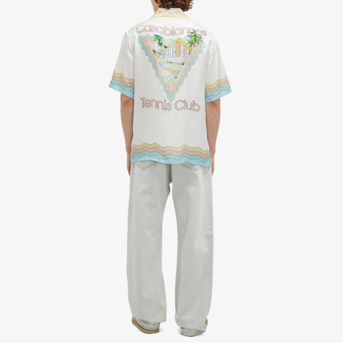 Casablanca Men's Tennis Club Icon Short Sleeve Silk Shirt in