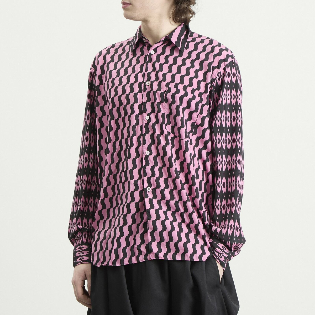 Comme des Garçons Homme Plus Men's Printed Long Sleeve Shirt in Pink