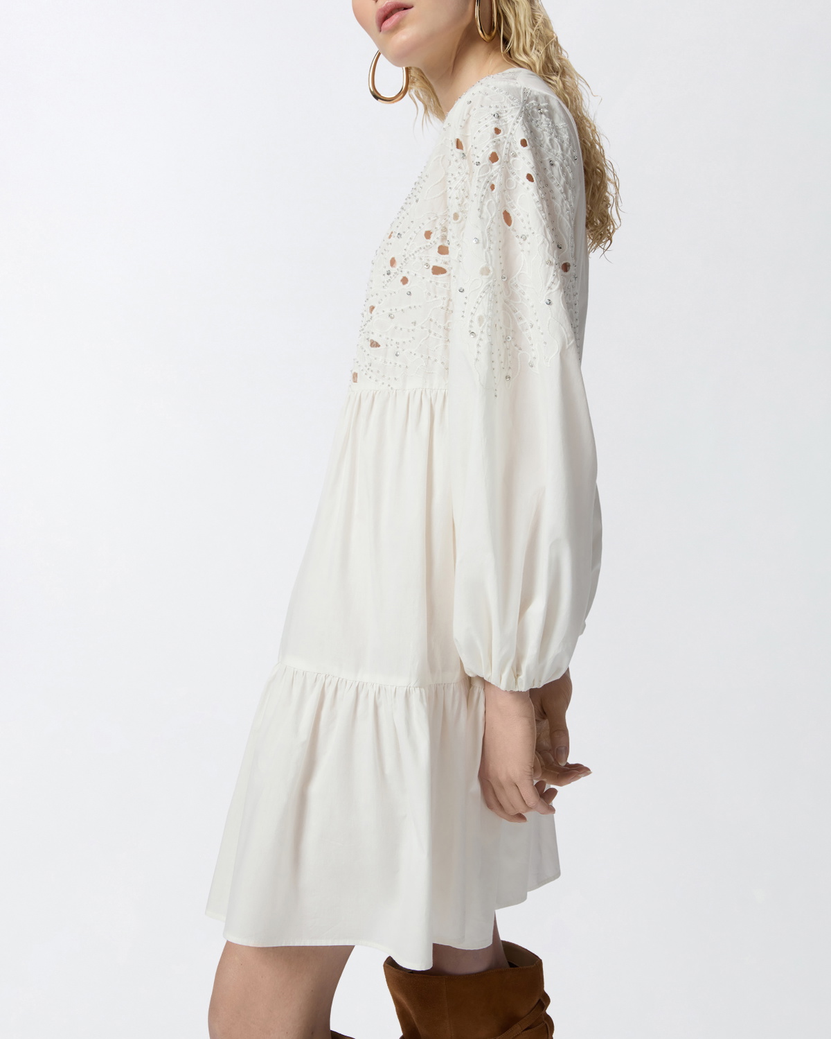 Pinko Mini Dress With Openwork And Crystals Snow White