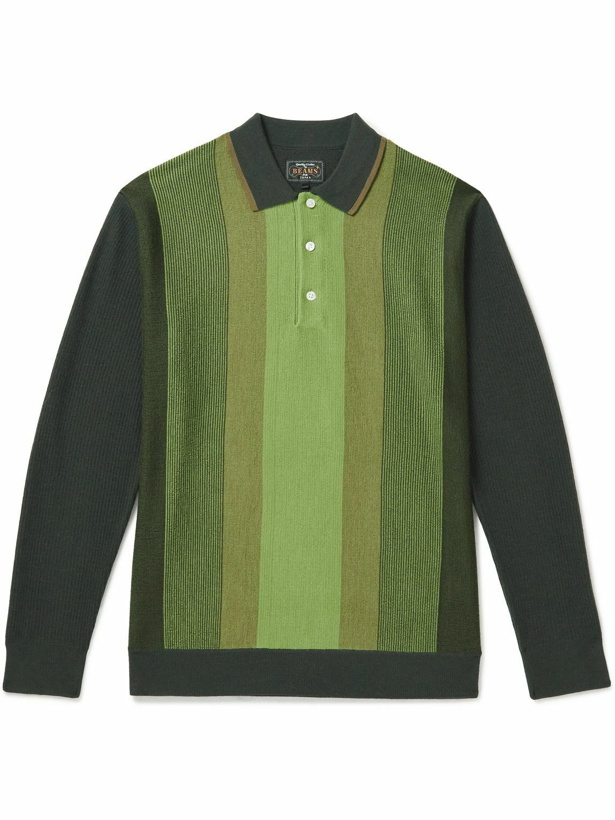 Photo: Beams Plus - Knitted Wool-Jacquard Polo Shirt - Green