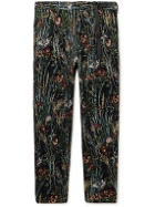 4SDesigns - Tapered Pleated Floral-Brocade Trousers - Black