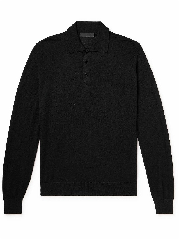 Photo: Saman Amel - Slim-Fit Cashmere and Silk-Blend Polo Shirt - Black