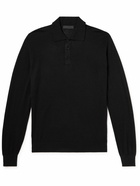 Saman Amel - Slim-Fit Cashmere and Silk-Blend Polo Shirt - Black