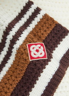 Casablanca Logo-appliquéd Striped Crochet Cotton-knit Shirt White
