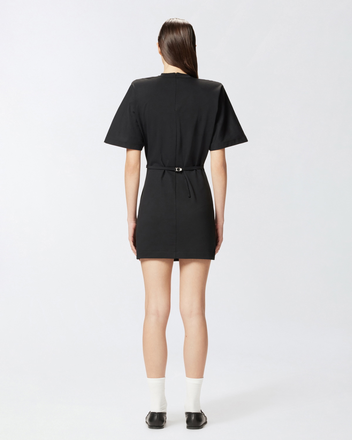 Pinko Mini Dress With Padded Shoulders And Strap Limo Black