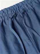 Loretta Caponi - Straight-Leg Linen Drawstring Pyjama Trousers - Blue