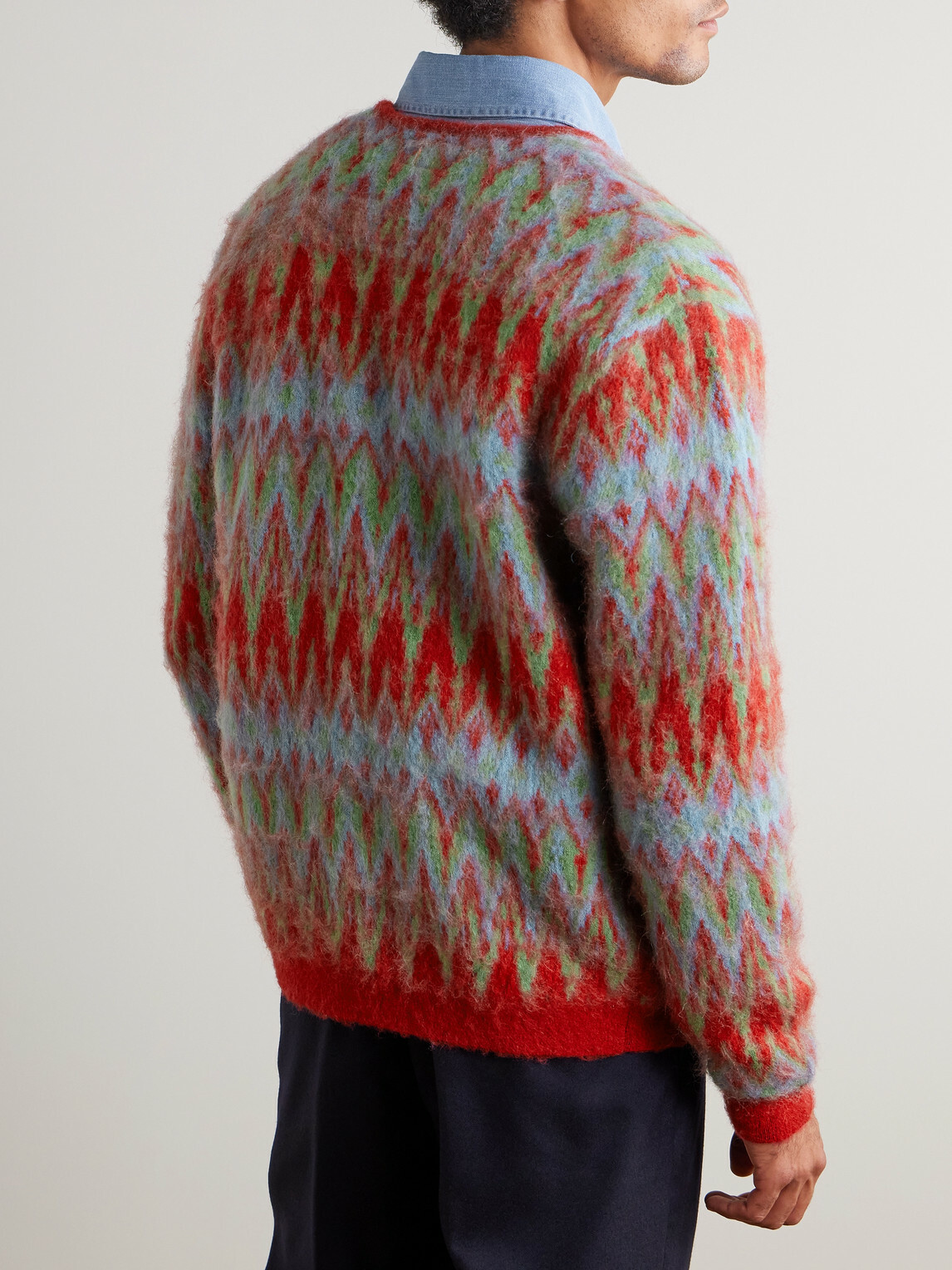 Beams Plus - Jacquard-Knit Cardigan - Red