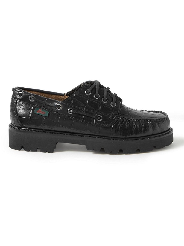 Photo: G.H. Bass & Co. - Croc-Effect Leather Boat Shoes - Black