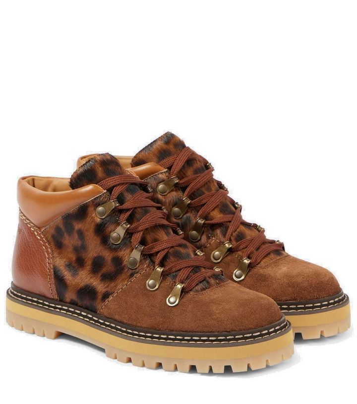 Photo: See By Chloé Eileen leopard-print suede lace-up boots