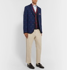 Gucci - Slim-Fit Webbing-Trimmed Wool Cardigan - Blue