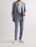 Brunello Cucinelli - Slim-Fit Pleated Cotton-Blend Corduroy Suit Trousers - Blue