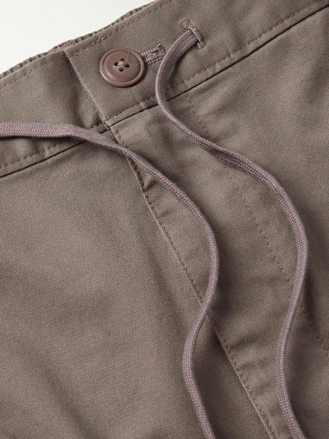 Onia - Slim-Fit Straight-Leg Pleated Garment-Dyed Stretch-Cotton Drawstring Shorts - Brown